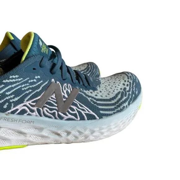 New Balance Fresh Foam 1080v10 Womens Blue Running Shoes Teal/Lime Green Sz 10​​