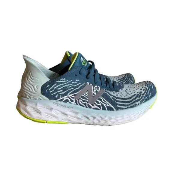 New Balance Fresh Foam 1080v10 Womens Blue Running Shoes Teal/Lime Green Sz 10​​