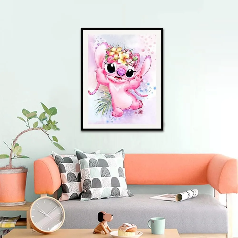 NEW FILASLFT DIY Stitch Diamond Art Full Drill, Stitch Diamond Painting Kits for Adults, 5D Cartoon Diamond Painting for Beginner, Perfect for Home Decoration Festival Gift 12x16 Inch.