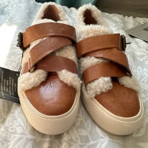 NEW! FRYE GIA MOTO LOW SHEARLING SNEAKERS