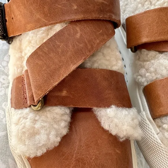 NEW! FRYE GIA MOTO LOW SHEARLING SNEAKERS