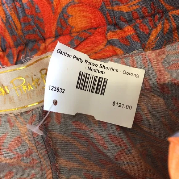 NEW Jens pirate booty garden party renzo shorties Oolong Orange and Gray size M