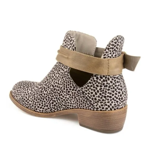 New Journee Collection Animal Print Strap Buckle Accent Round Toe Ankle Booties