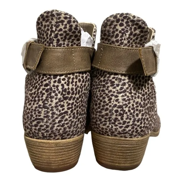New Journee Collection Animal Print Strap Buckle Accent Round Toe Ankle Booties