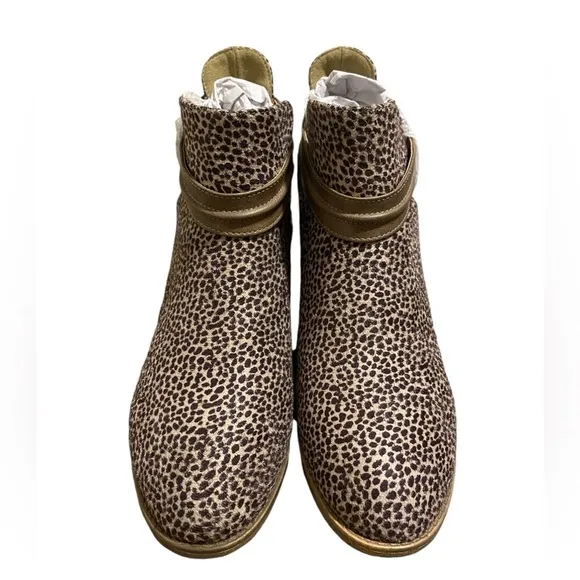 New Journee Collection Animal Print Strap Buckle Accent Round Toe Ankle Booties