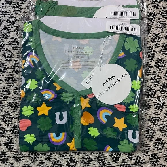 New Little Sleepies Lucky Charm Sst. Patrick’s Day Pajama Set Size Medium