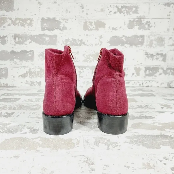 New Ron White Giorgi Burgundy Vegan Suede Zip Ankle Boots F337