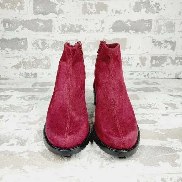 New Ron White Giorgi Burgundy Vegan Suede Zip Ankle Boots F337