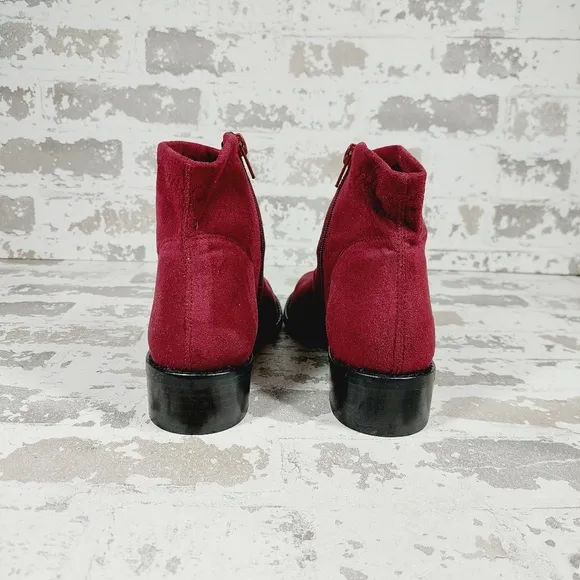 New Ron White Giorgi Burgundy Vegan Suede Zip Ankle Boots F337