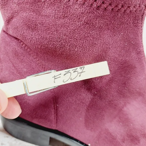 New Ron White Giorgi Burgundy Vegan Suede Zip Ankle Boots F337