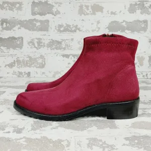 New Ron White Giorgi Burgundy Vegan Suede Zip Ankle Boots F337