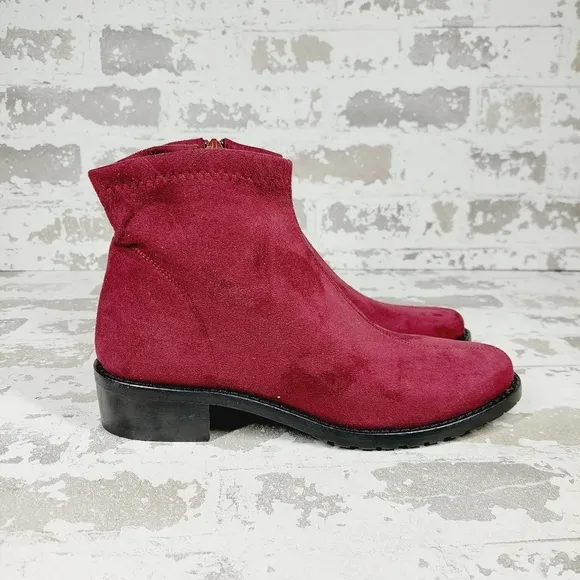 New Ron White Giorgi Burgundy Vegan Suede Zip Ankle Boots F337