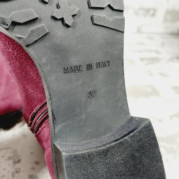 New Ron White Giorgi Burgundy Vegan Suede Zip Ankle Boots F337