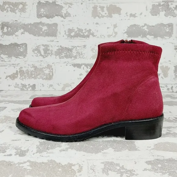 New Ron White Giorgi Burgundy Vegan Suede Zip Ankle Boots F337