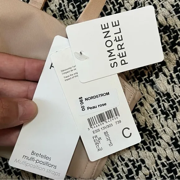 New Simon Perele Essentiel Multi-Position Strapless Bra Size 32C