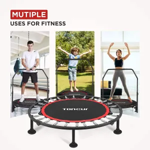 New Toncur Mini Trampoline 40" Foldable Trampoline for Kids Adults Fitness Rebounder with 5 Levels Adjustable Foam Handle for Indoor/Outdoor Workout Max Load 330 lbs