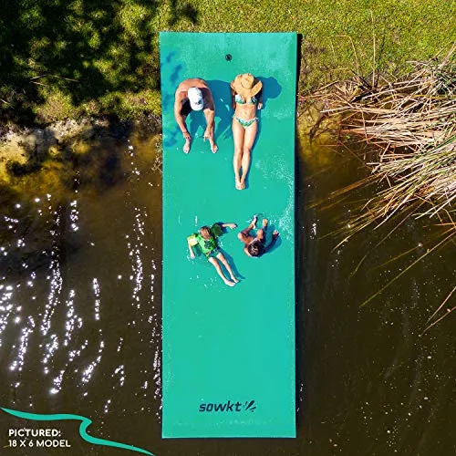 [Newest Model] 18 x 6 Feet Floating Water Pad - Floating Island for Lakes or Pools - Giant Lily Pad Holds up to 8 Adults or 20 Kids. Unlimited Fun! (Green/Black/Yellow)