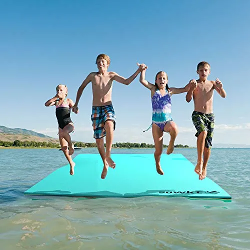 [Newest Model] 18 x 6 Feet Floating Water Pad - Floating Island for Lakes or Pools - Giant Lily Pad Holds up to 8 Adults or 20 Kids. Unlimited Fun! (Green/Black/Yellow)