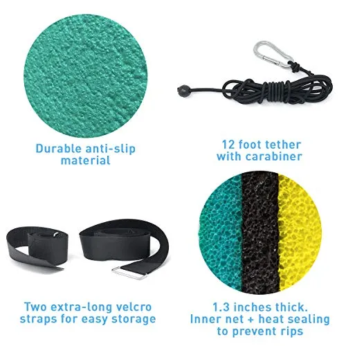 [Newest Model] 18 x 6 Feet Floating Water Pad - Floating Island for Lakes or Pools - Giant Lily Pad Holds up to 8 Adults or 20 Kids. Unlimited Fun! (Green/Black/Yellow)