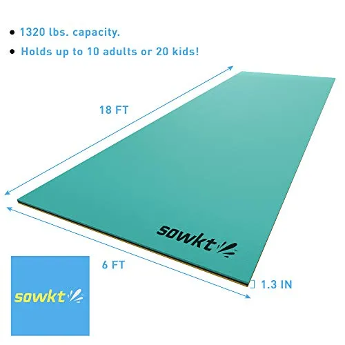 [Newest Model] 18 x 6 Feet Floating Water Pad - Floating Island for Lakes or Pools - Giant Lily Pad Holds up to 8 Adults or 20 Kids. Unlimited Fun! (Green/Black/Yellow)