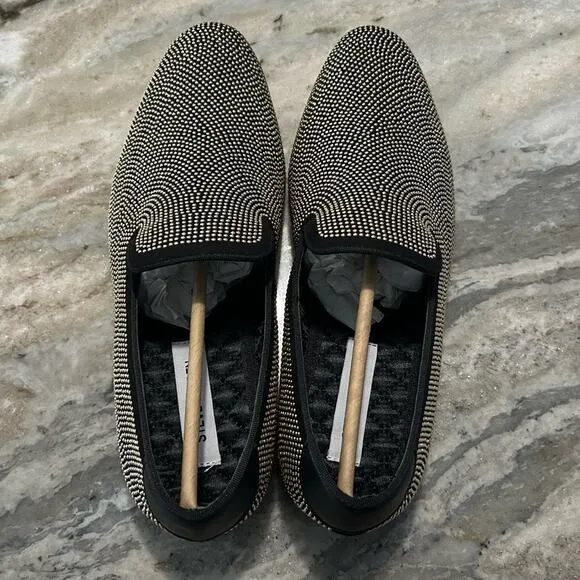 NIB $125 Steve Madden Mezmoryz Stud Smoking Slipper Black and Gold Men's 7.5