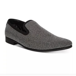 NIB $125 Steve Madden Mezmoryz Stud Smoking Slipper Black and Silver Men's 10.5