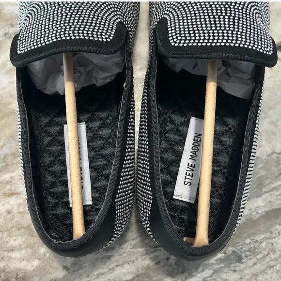 NIB $125 Steve Madden Mezmoryz Stud Smoking Slipper Black and Silver Men's 10
