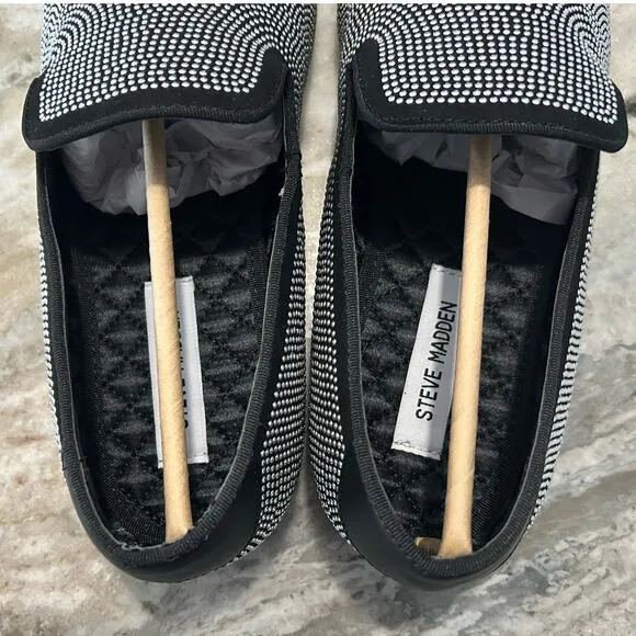 NIB $125 Steve Madden Mezmoryz Stud Smoking Slipper Black and Silver Men's 12