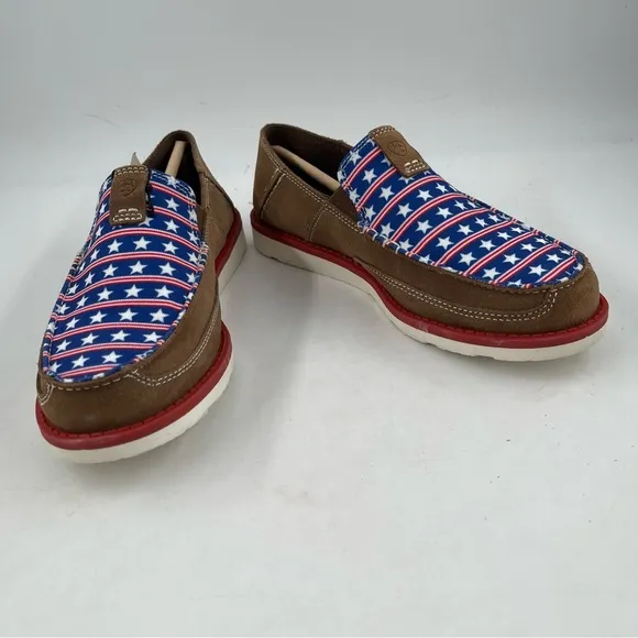 NIB! Ariat Kid’s Cruisers Dirty Tan Stars &amp; Stripes Moccasin Shoes -Size 5 Youth