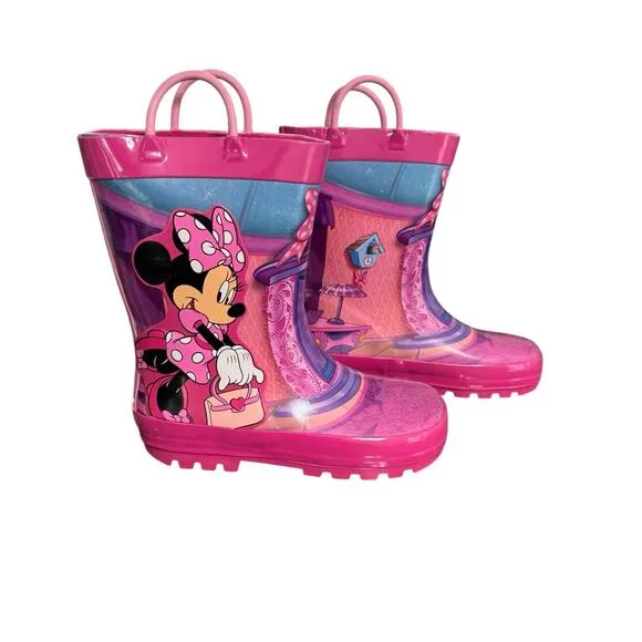 NIB! Disney Junior Minnie Mouse Pink Rain Boots - Little Kid 11/12