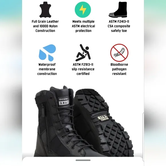 NIB S.W.A.T. Men's Size 13 Wide Safety Waterproof Boots