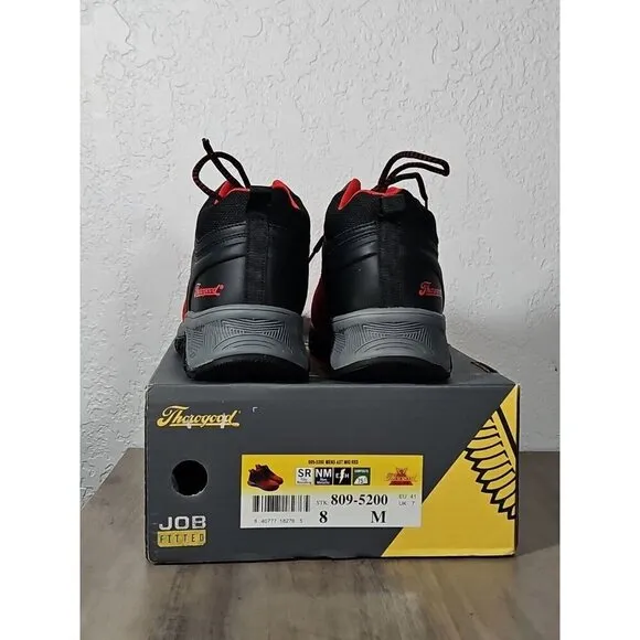 NIB Thorogood Men's Red Safety Shoes Boots Size 8 (809-5200)