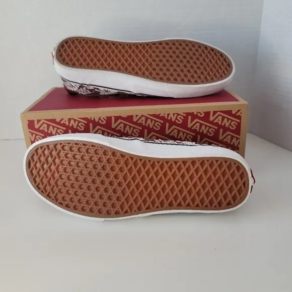 NIB VANS Asher DX Floral Party Root Beer Canvas Slip On Skate Shoes Men's US 10