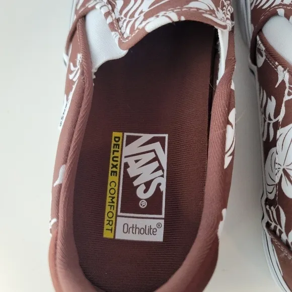 NIB VANS Asher DX Floral Party Root Beer Canvas Slip On Skate Shoes Men's US 10