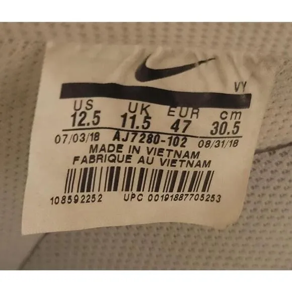 Nike Air Force 1 Low Sail Black (AJ7280-102) Size 12.5