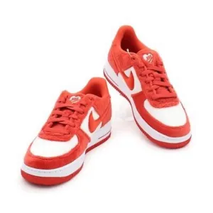Nike Air Force One 1 Red &amp; White Plush Valentine Sneakers Big Kids Size 2Y (Boy)