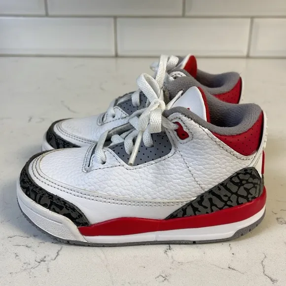 Nike Air Jordan 3 III Retro Fire Red/Wht Cement DM0966-160 Kids Shoes- Size 7C