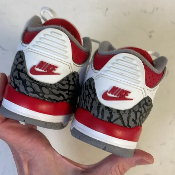 Nike Air Jordan 3 III Retro Fire Red/Wht Cement DM0966-160 Kids Shoes- Size 7C