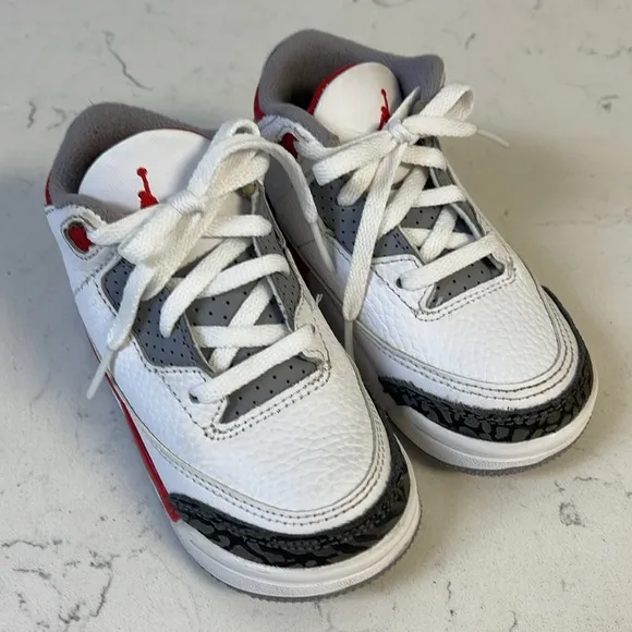 Nike Air Jordan 3 III Retro Fire Red/Wht Cement DM0966-160 Kids Shoes- Size 7C