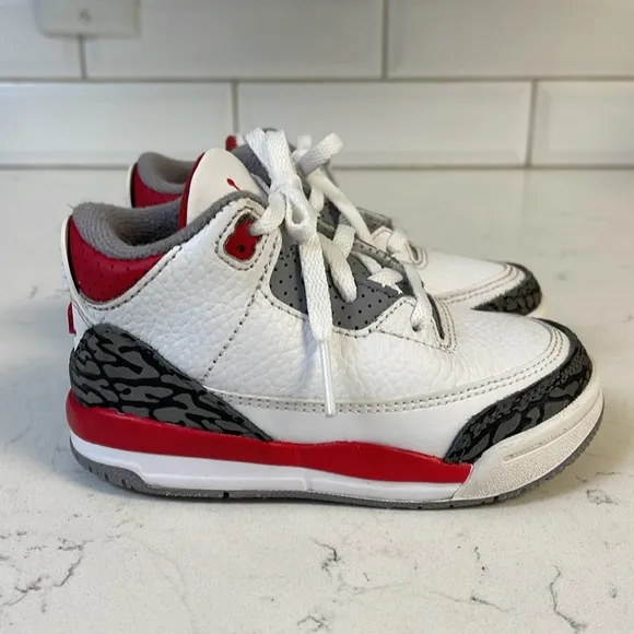 Nike Air Jordan 3 III Retro Fire Red/Wht Cement DM0966-160 Kids Shoes- Size 7C