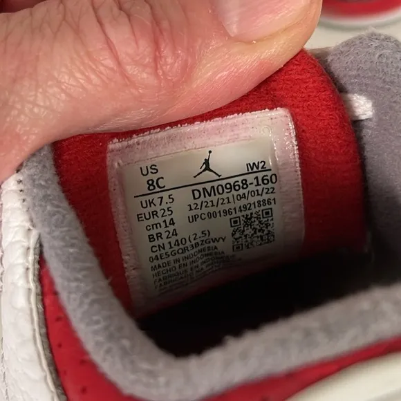 Nike Air Jordan 3 III Retro Fire Red/Wht Cement DM0966-160 Kids Shoes Size 8 C