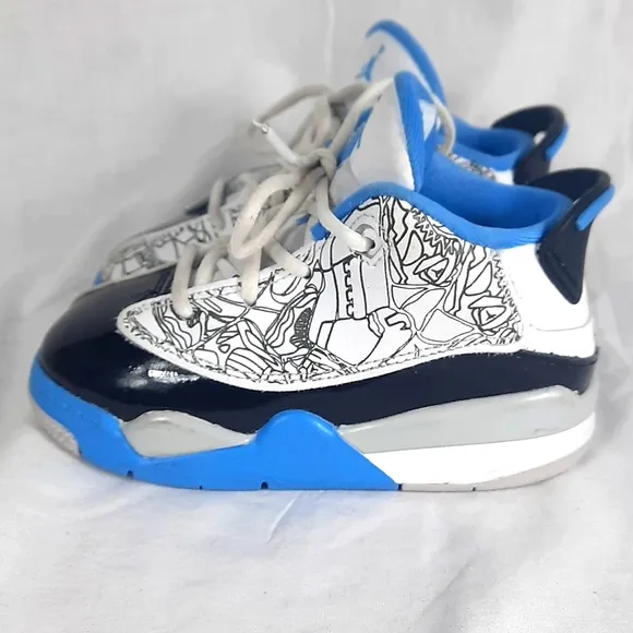 Nike Air Jordan Dub Zero Toddler 7C White Black University Blue TD DV1358-114