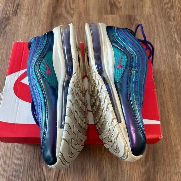 Nike Air Max 97 SE GS purple green lace up shoes sneakers women’s 7.5 = 6Y