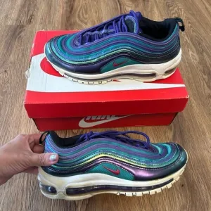 Nike Air Max 97 SE GS purple green lace up shoes sneakers women’s 7.5 = 6Y