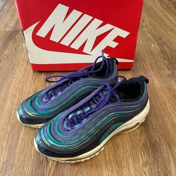 Nike Air Max 97 SE GS purple green lace up shoes sneakers women’s 7.5 = 6Y