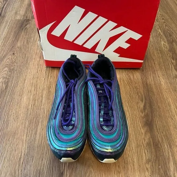 Nike Air Max 97 SE GS purple green lace up shoes sneakers women’s 7.5 = 6Y