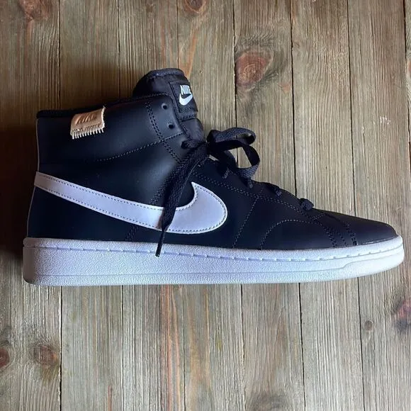 Nike Court Royale 2 Mid Men's Hightop Black Onyx White Swoosh Lounge Sneakers