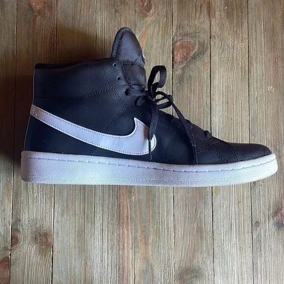 Nike Court Royale 2 Mid Men's Hightop Black Onyx White Swoosh Lounge Sneakers