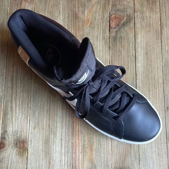 Nike Court Royale 2 Mid Men's Hightop Black Onyx White Swoosh Lounge Sneakers