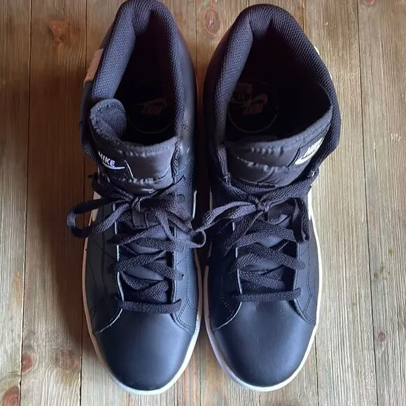 Nike Court Royale 2 Mid Men's Hightop Black Onyx White Swoosh Lounge Sneakers